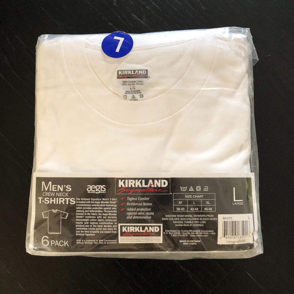 Kirkland White T-Shirts (L) - 6 Pack